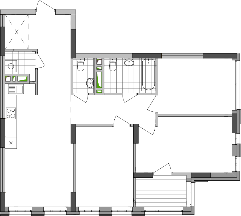 -кімнатна у ЖК Варшавський 3